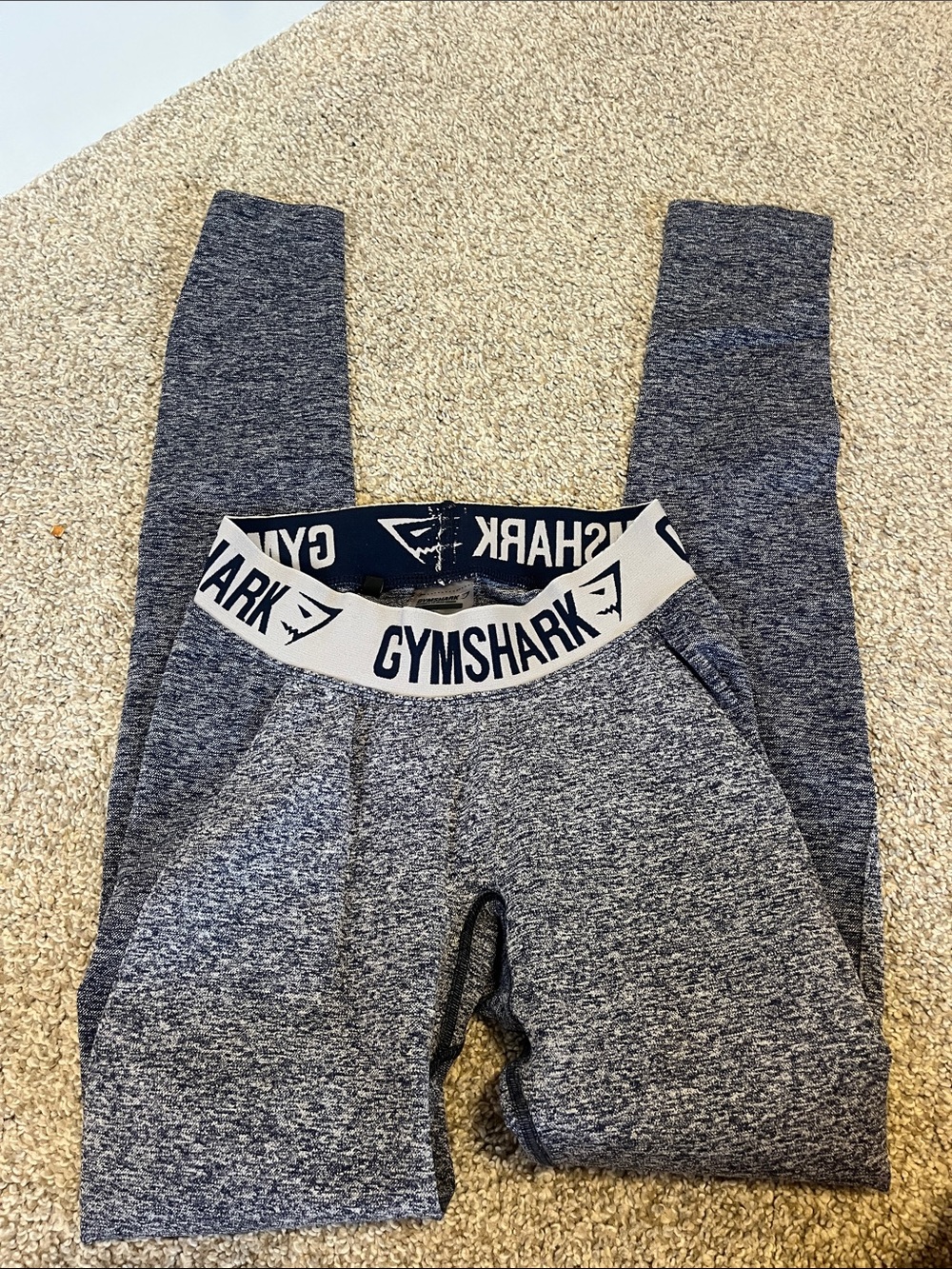 Gymshark  Heather Grey Leggings with Branded White Waistband